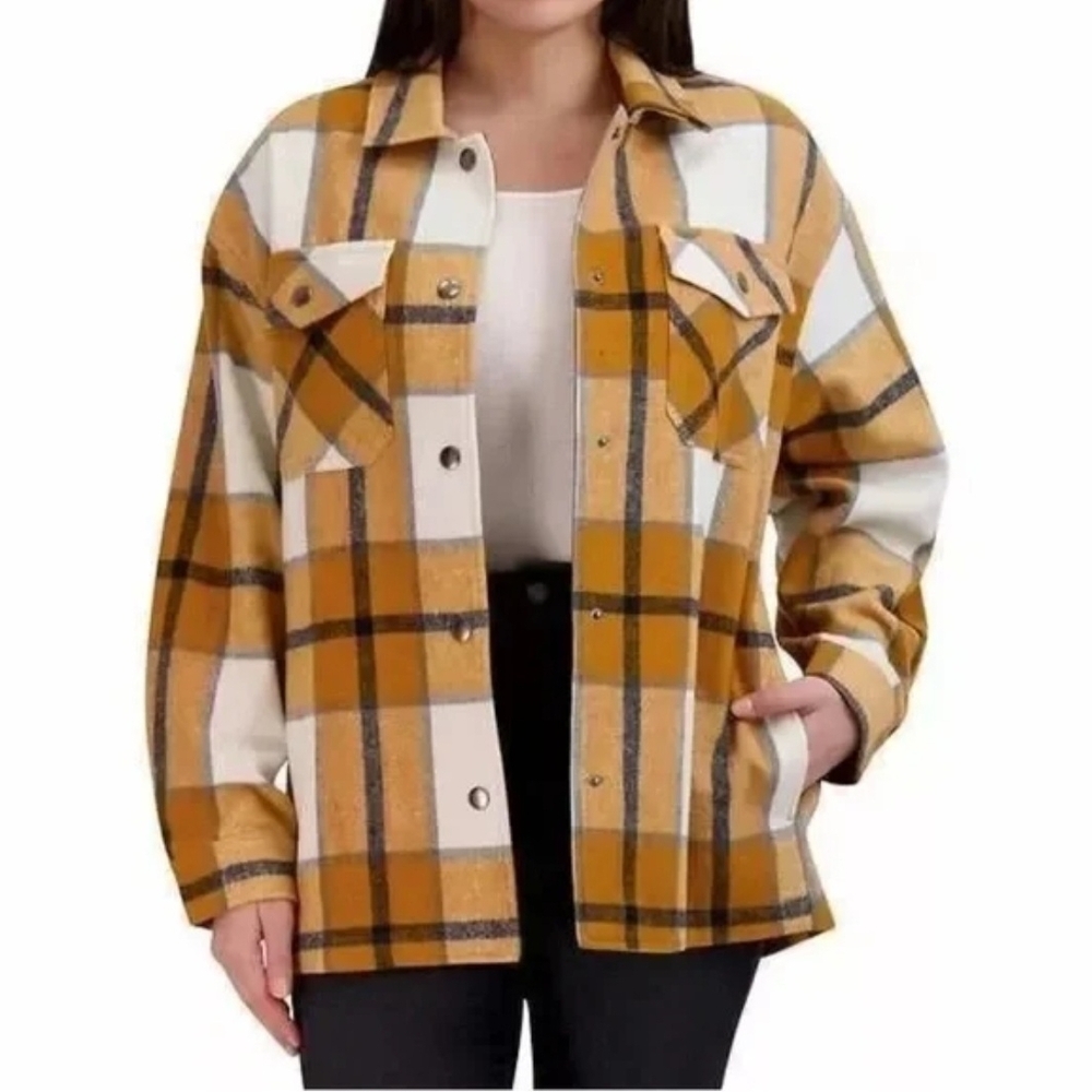 NWT HFX Ladies’ Shirt Jacket Relaxed Fit Front Snap Closure Size L